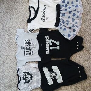 5 Nfl Raiders Baby Short Sleeve Bodysuits  +Skirt 18M